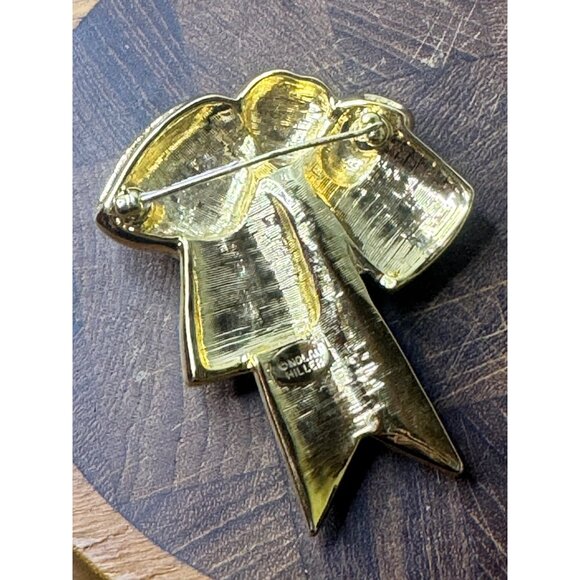 Nolan Miller Crystal Pave Ribbon Double Bow Brooch Pin Glamour Collection - Picture 3 of 5